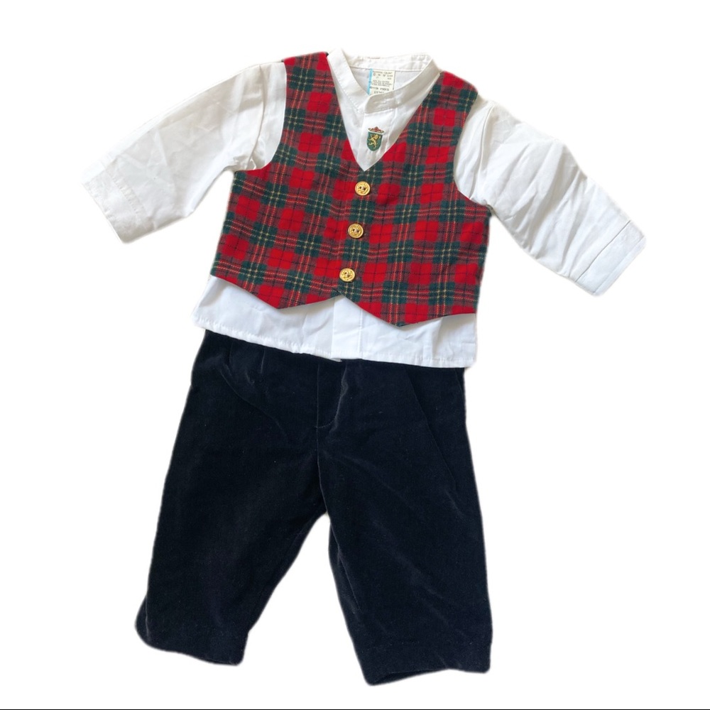 Vintage 1960 Holiday Suit Set 6-9 Months Baby Boys 2-Piece Set Formal 60s Outfit